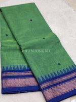 Load image into Gallery viewer, Kanchipuram Pure Cotton saree - Seafoam Green x Blue

