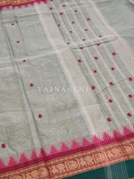 Load image into Gallery viewer, Kanchipuram Pure Cotton saree - Sage Grey x Magenta x Grey
