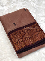 Load image into Gallery viewer, Kanchipuram Pure Cotton x Copper zari saree - Mocha
