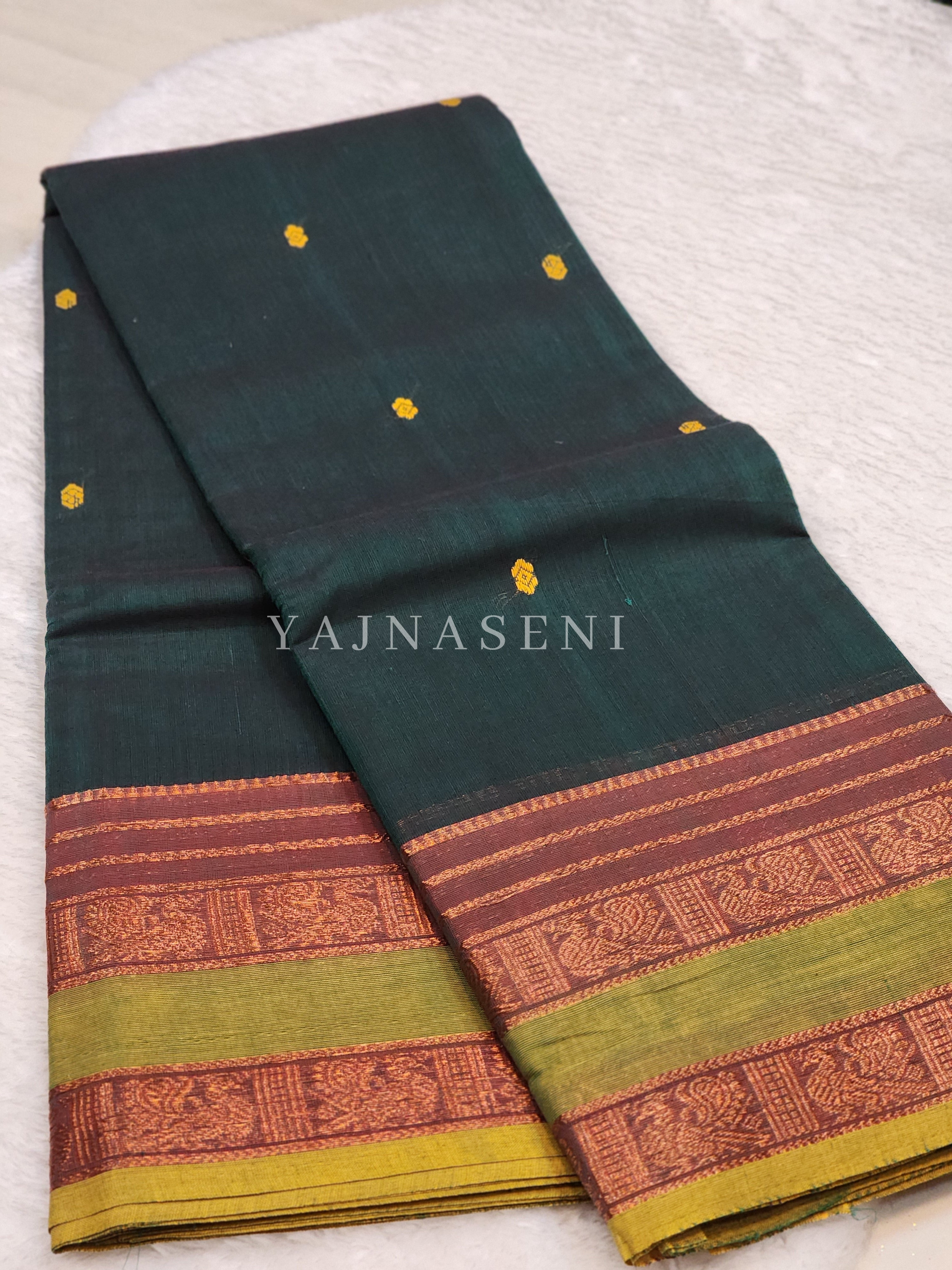 Kanchipuram Pure Cotton x Copper zari saree - Sacramento