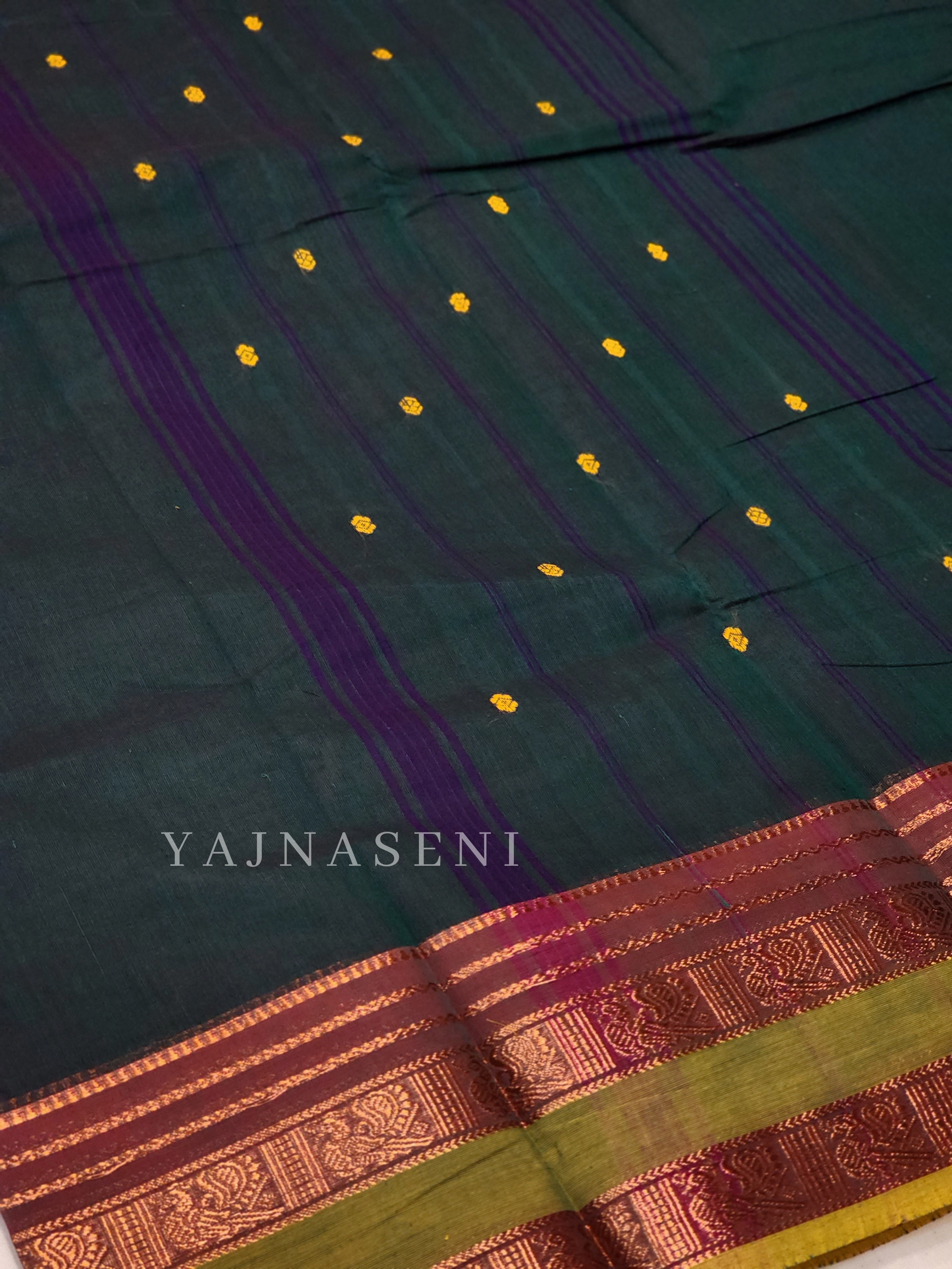Kanchipuram Pure Cotton x Copper zari saree - Sacramento