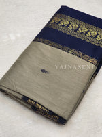 Load image into Gallery viewer, Kalyani Cotton Saree : Ash x Midnight Blue
