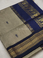 Load image into Gallery viewer, Kalyani Cotton Saree : Ash x Midnight Blue
