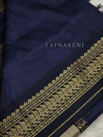 Load image into Gallery viewer, Kalyani Cotton Saree : Ash x Midnight Blue
