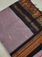 Load image into Gallery viewer, Kalyani Cotton Saree - Copper Zari : Ashpurple x Black
