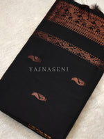 Load image into Gallery viewer, Kalyani Cotton Saree - Copper Zari : Black

