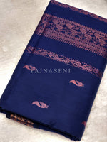 Load image into Gallery viewer, Kalyani Cotton Saree - Copper Zari : Blue
