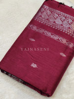 Load image into Gallery viewer, Kalyani Cotton Saree - Silver Zari : Berry x Wine
