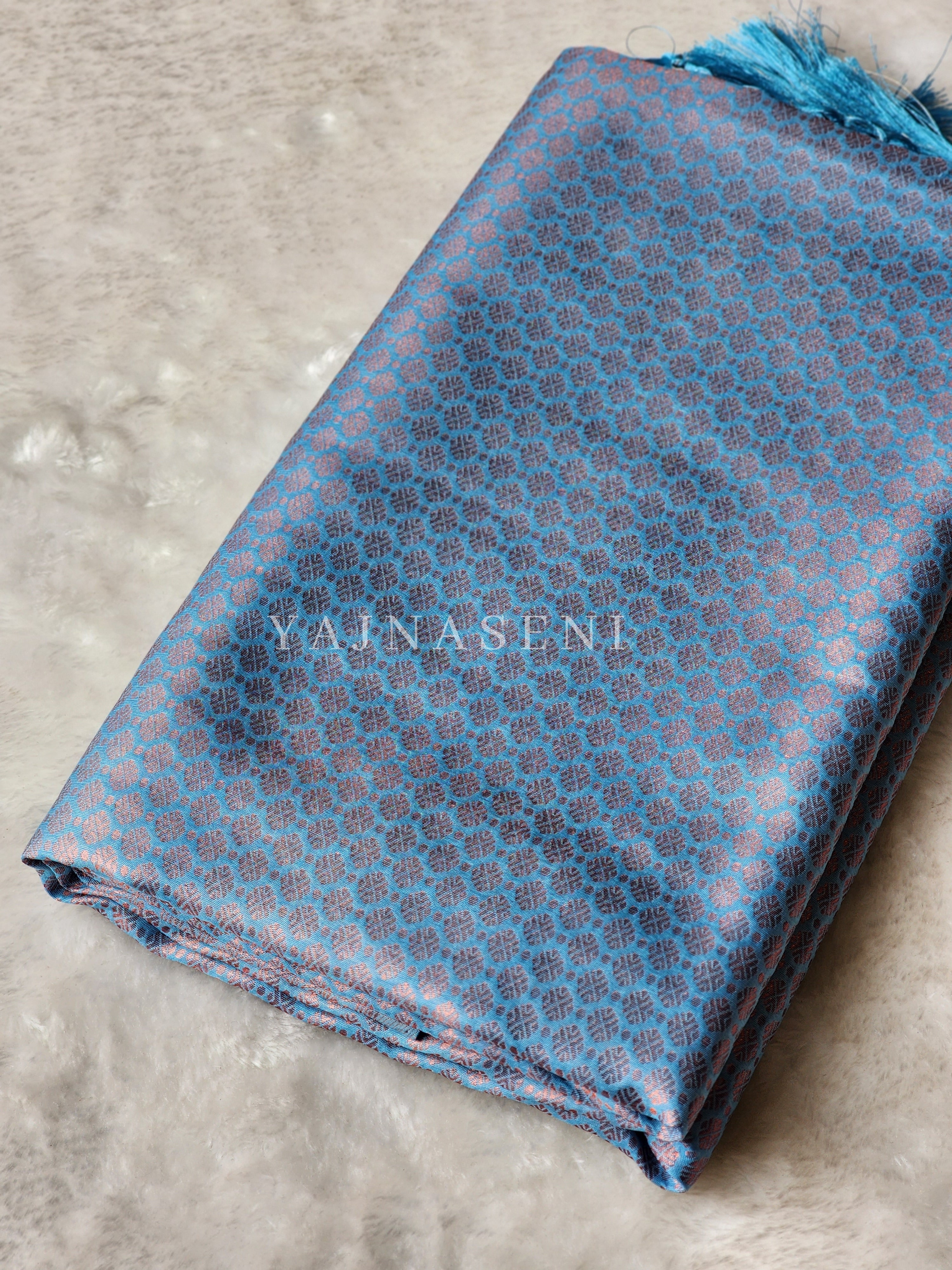 Kubera Pattu x Rosegold Zari Saree - Sky