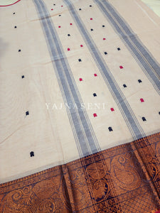Kanchipuram Pure Cotton x Copper zari saree - French Rose