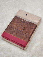 Load image into Gallery viewer, Kanchipuram Pure Cotton x Copper zari saree - French Rose
