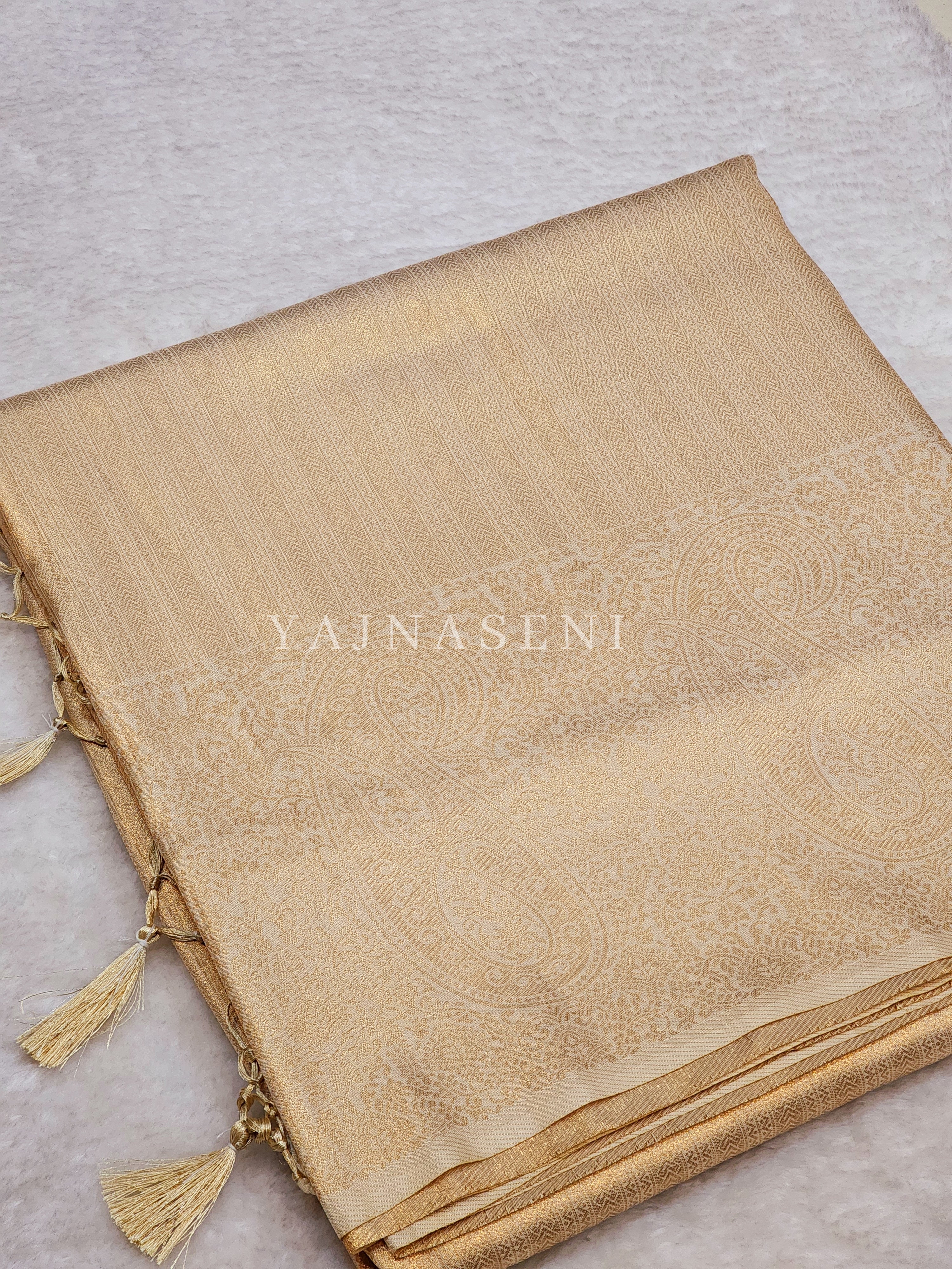 Kubera Pattu Saree x Copper Gold Zari - Mascarpone