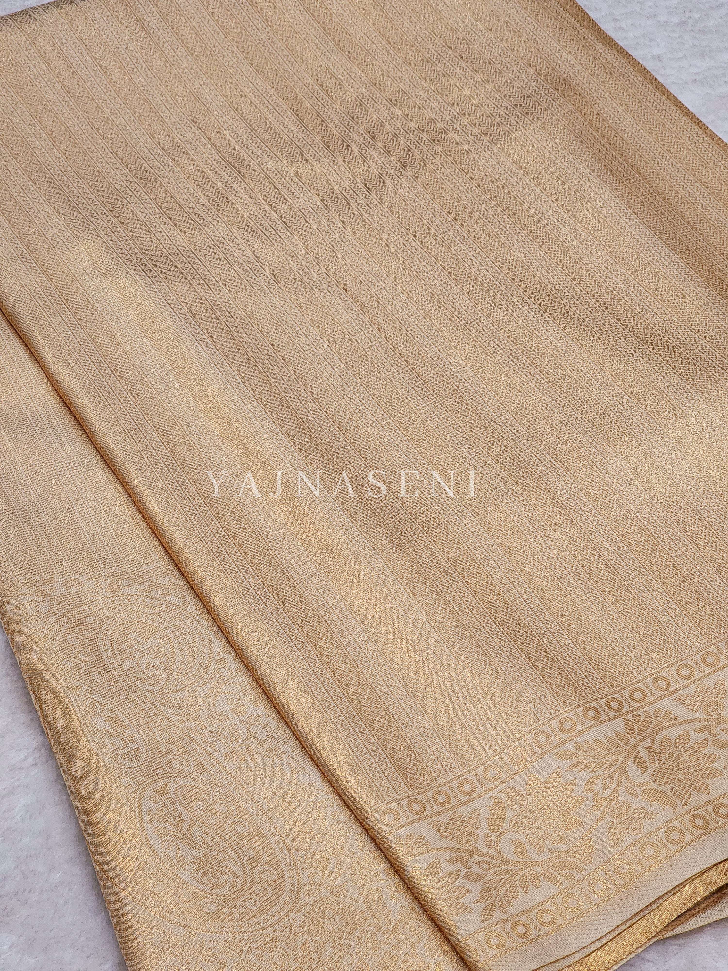 Kubera Pattu Saree x Copper Gold Zari - Mascarpone