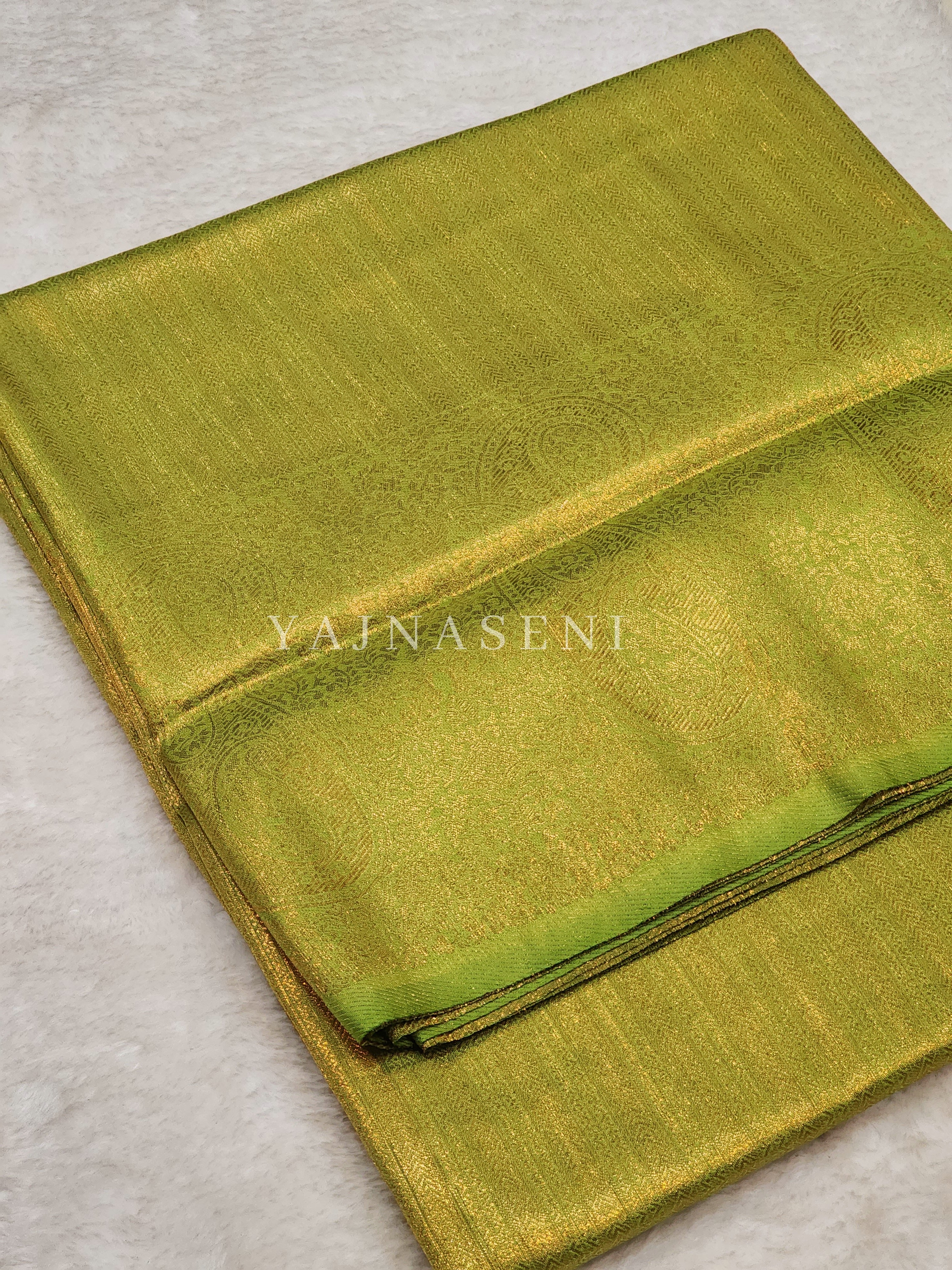 Kubera Pattu Saree x Copper Gold Zari - Olive