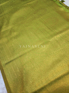 Kubera Pattu Saree x Copper Gold Zari - Olive