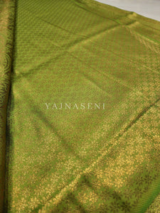 Kubera Pattu Saree x Copper Gold Zari - Olive