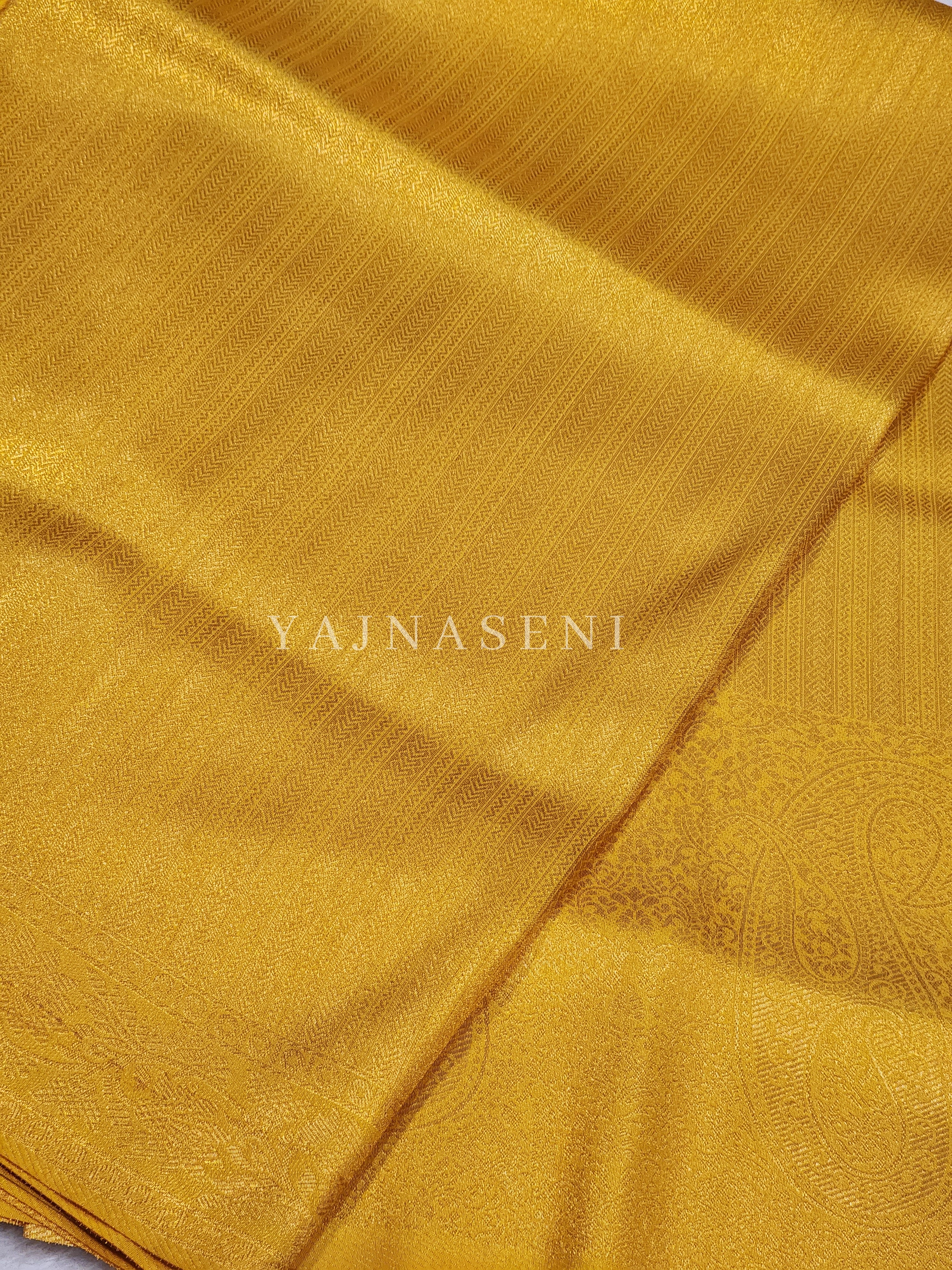 Kubera Pattu Saree x Copper Gold Zari - Mango