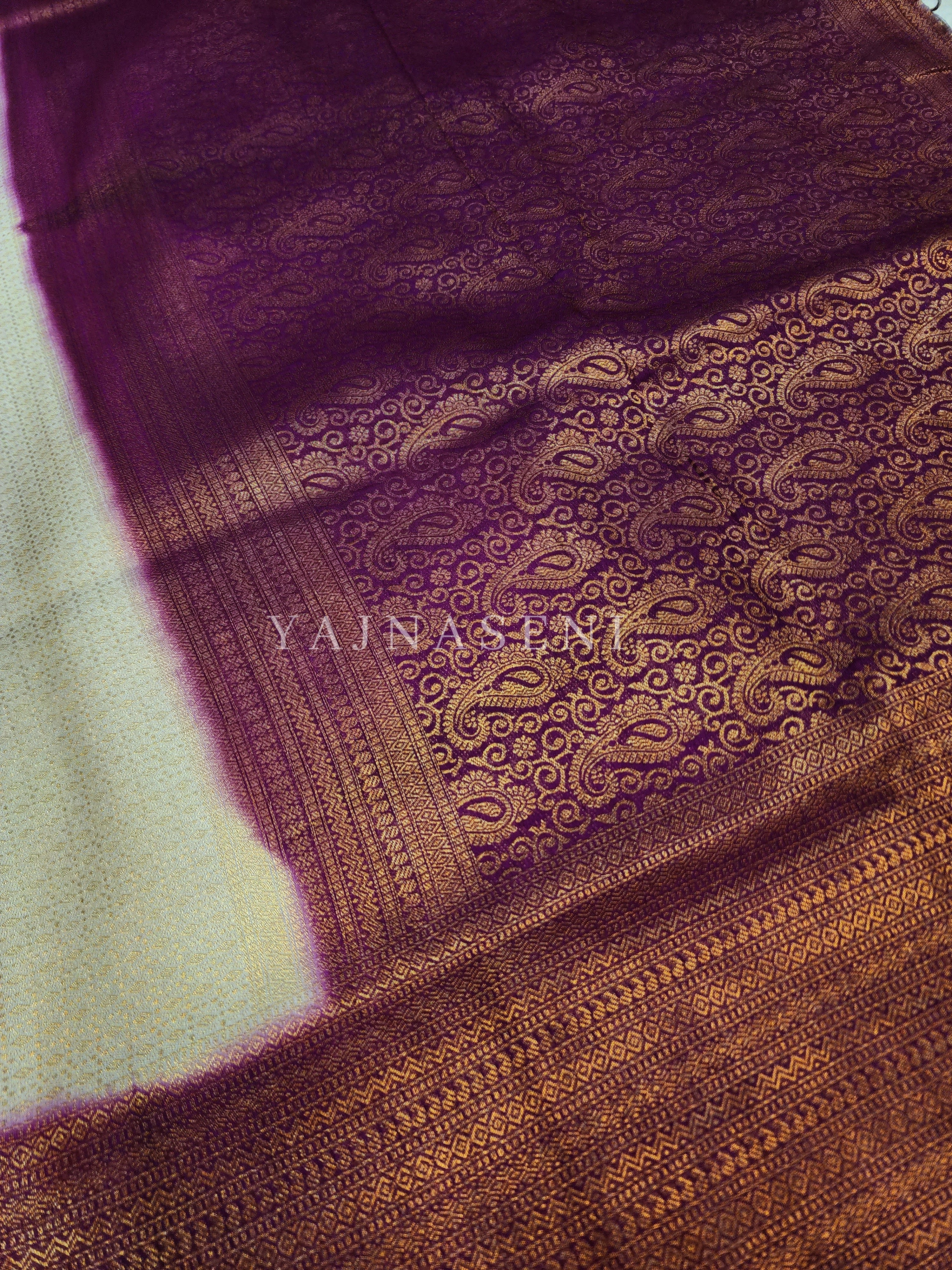 Banarasi Soft Silk Copper Zari Saree - Mulberry