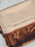 Load image into Gallery viewer, Kubera Pattu x Peacock Saree - Offwhite x Brown
