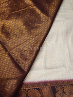 Load image into Gallery viewer, Kubera Pattu x Peacock Saree - Offwhite x Brown
