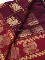 Load image into Gallery viewer, Kalyani Cotton x Peacock Saree : Timber Green x Maroon
