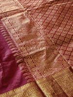 Load image into Gallery viewer, Semi Soft Silk Gold Zari Saree - Deep Red
