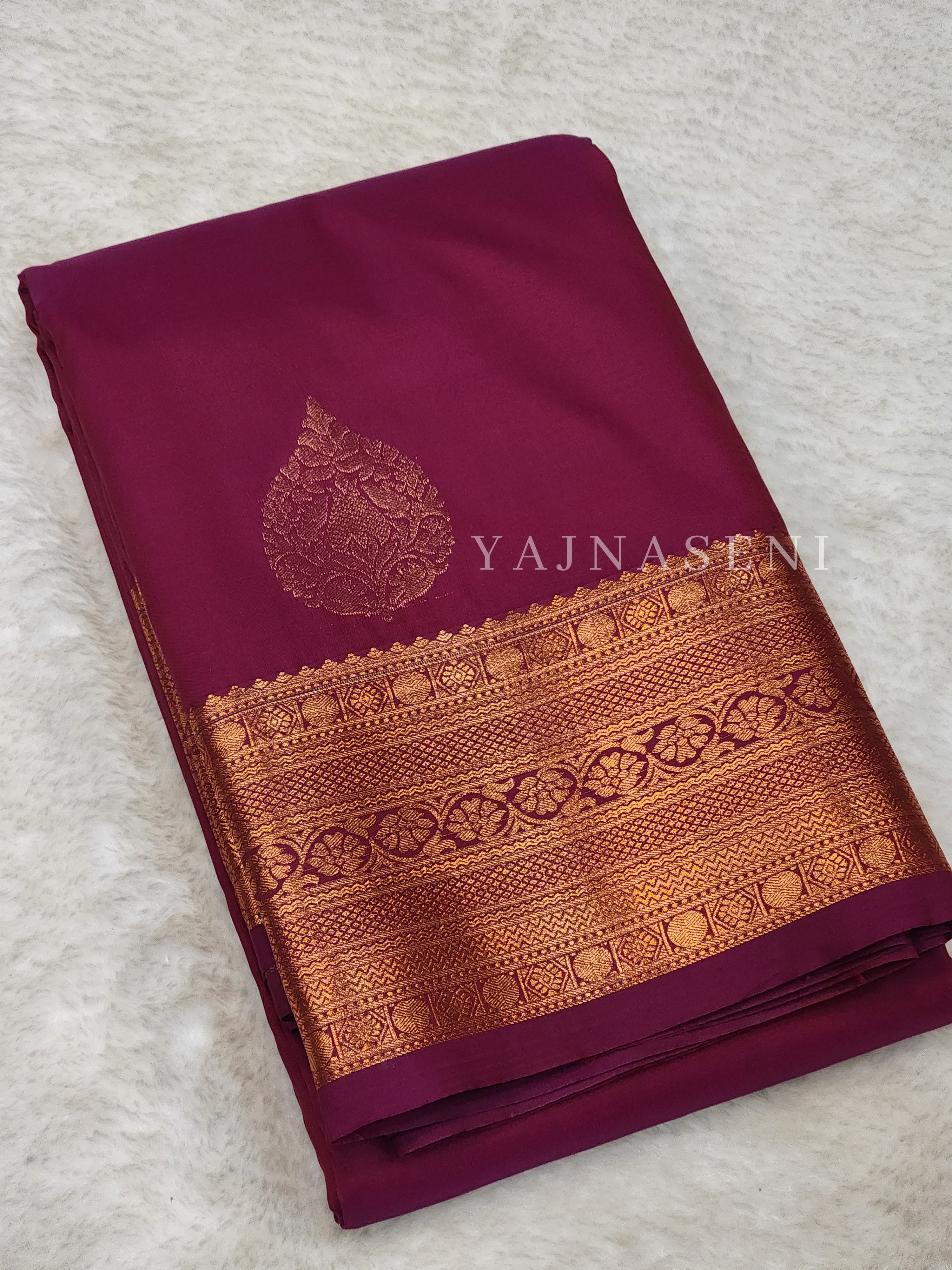 Semi Silk Kanchipuram Saree - Hibiscus