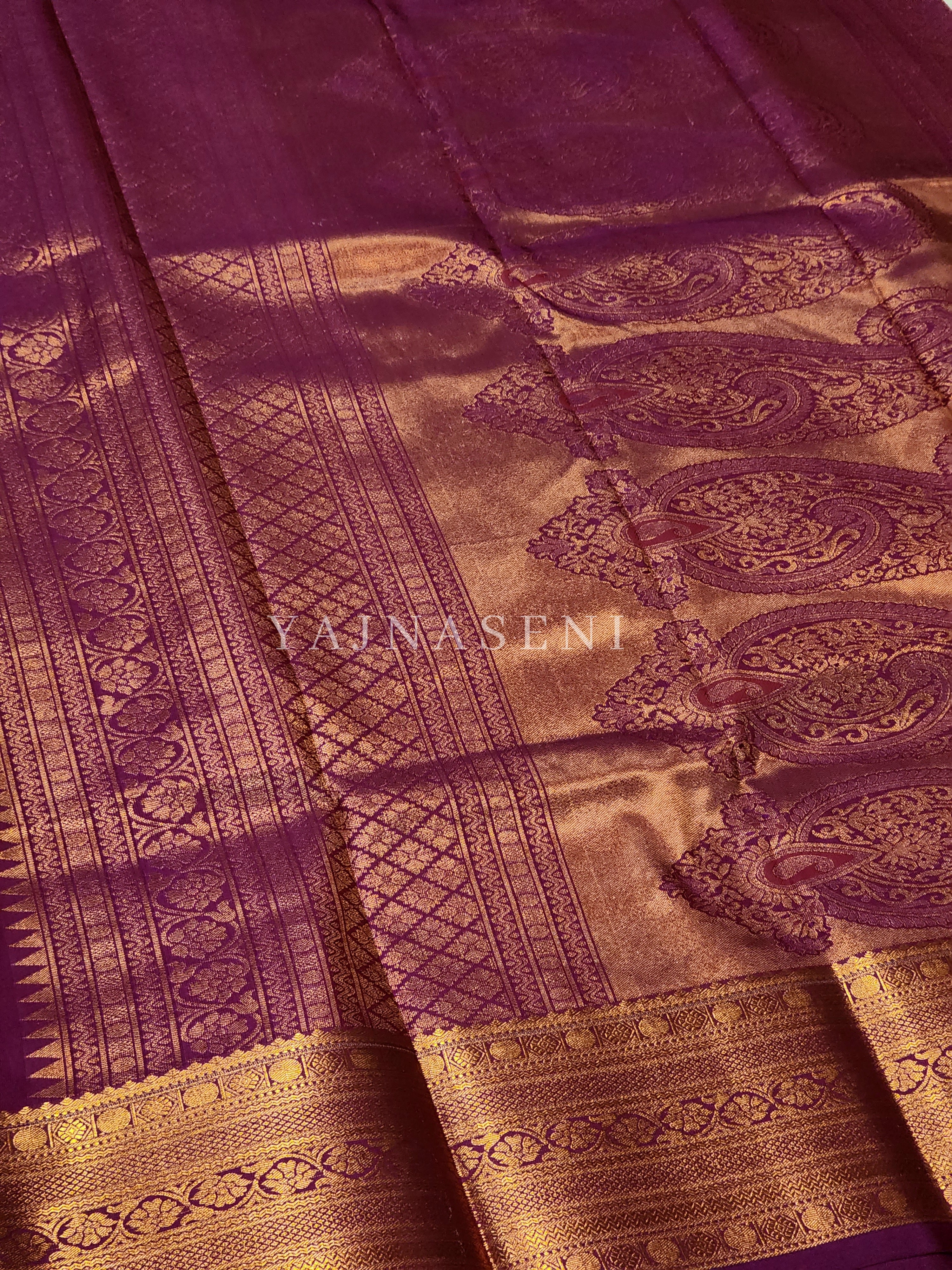 Semi Silk Kanchipuram Saree - Hibiscus