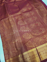 Load image into Gallery viewer, Semi Silk Kanchipuram Saree - Crimson

