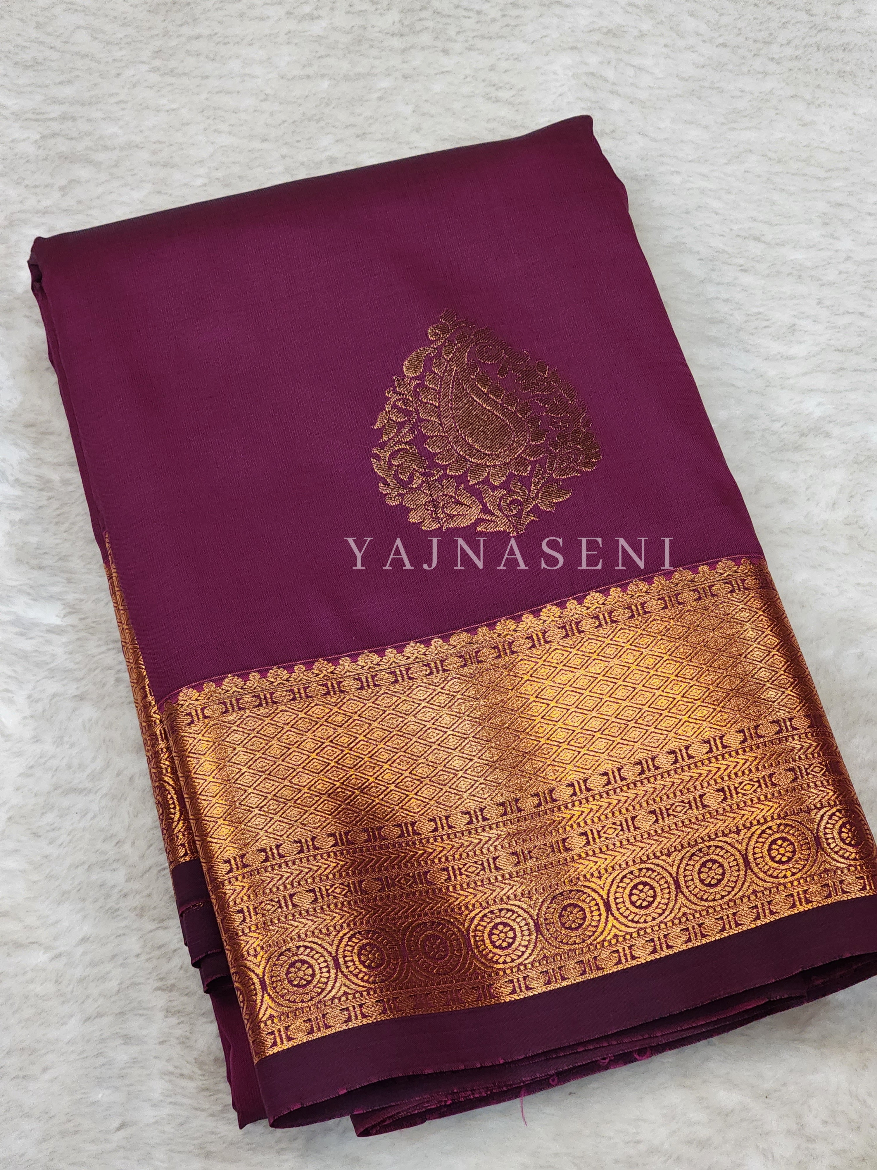 Semi Silk Kanchipuram Saree - Plum