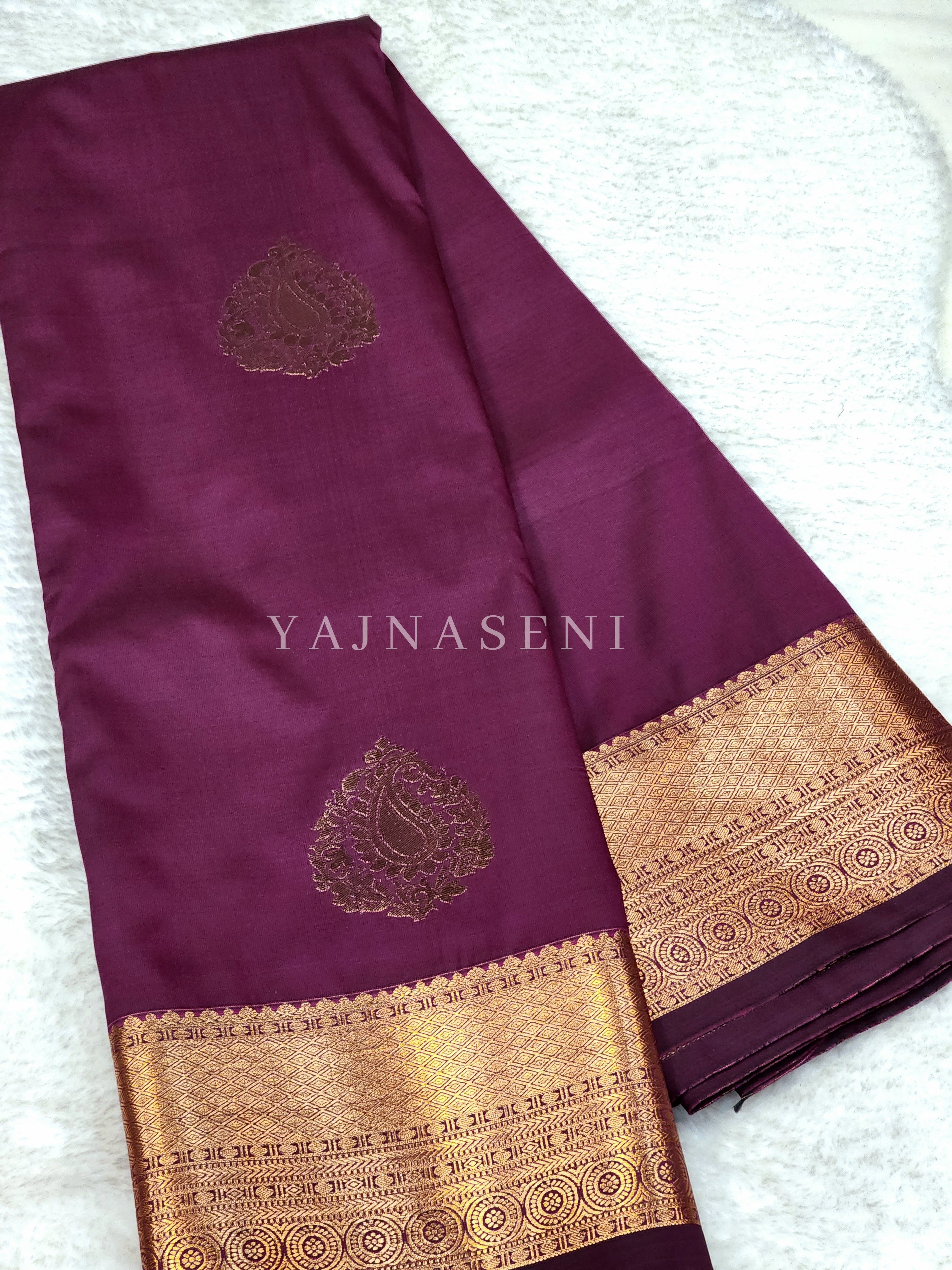 Semi Silk Kanchipuram Saree - Plum