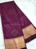 Load image into Gallery viewer, Semi Silk Kanchipuram Saree - Plum

