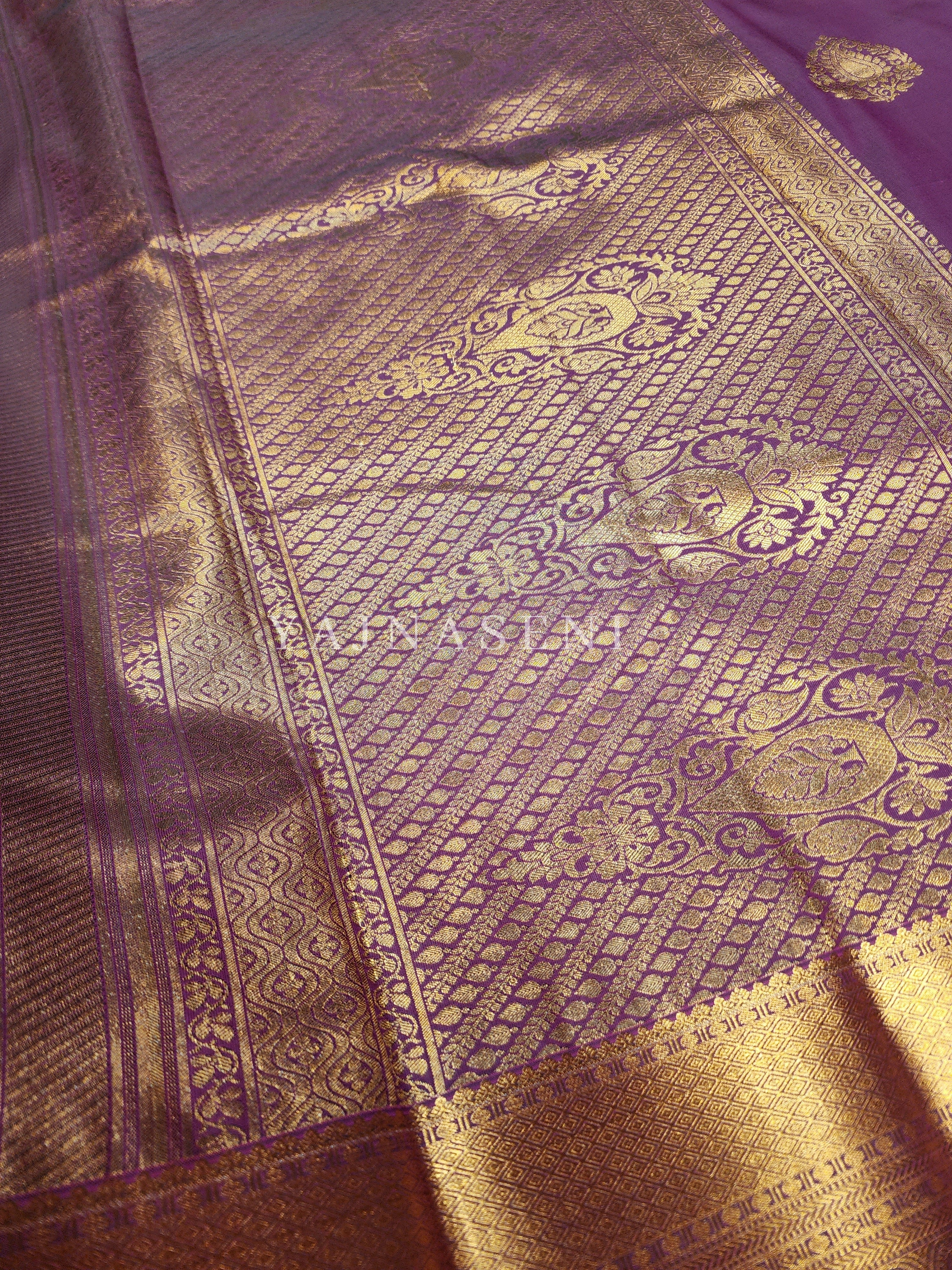 Semi Silk Kanchipuram Saree - Plum
