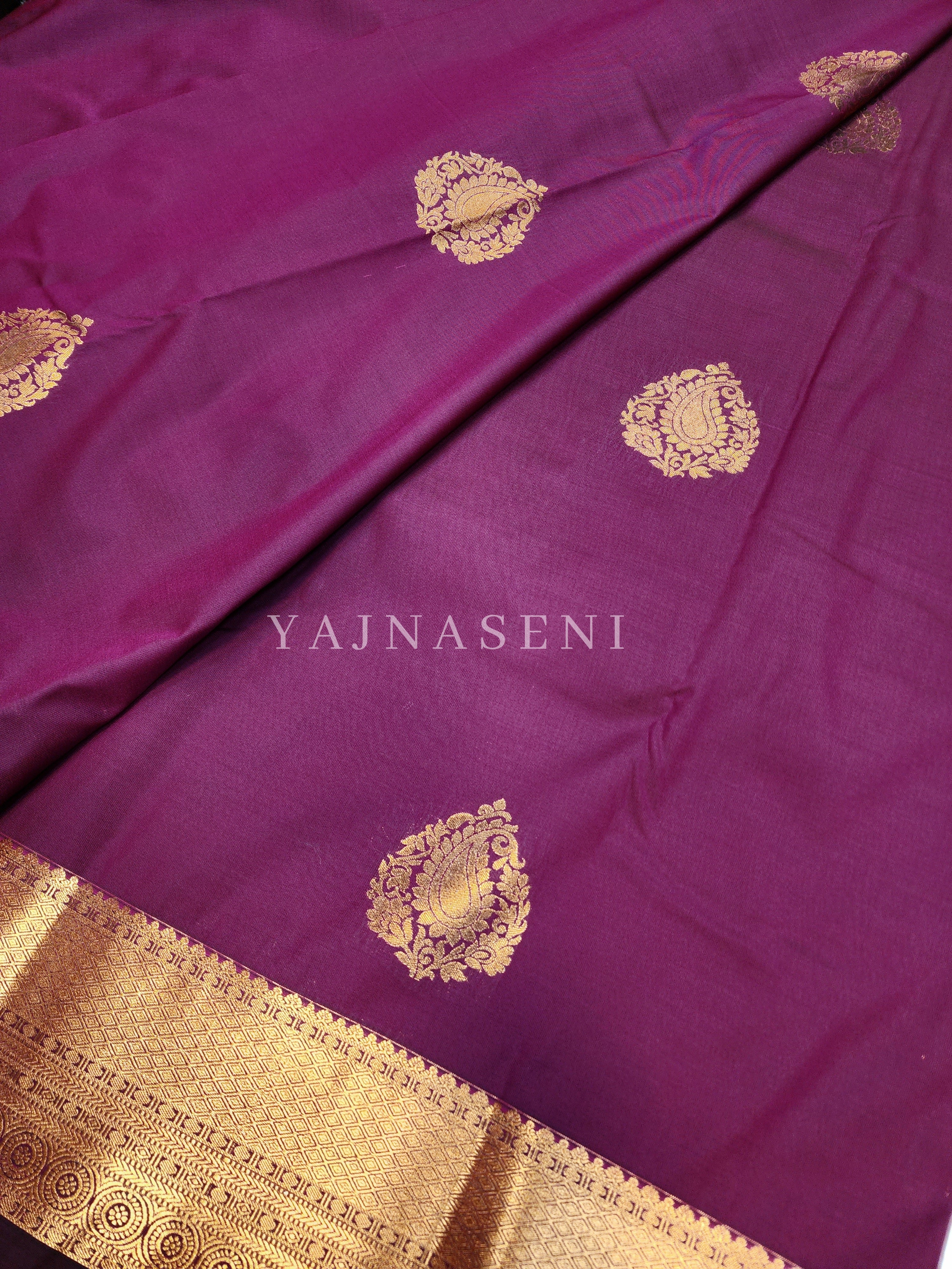Semi Silk Kanchipuram Saree - Plum