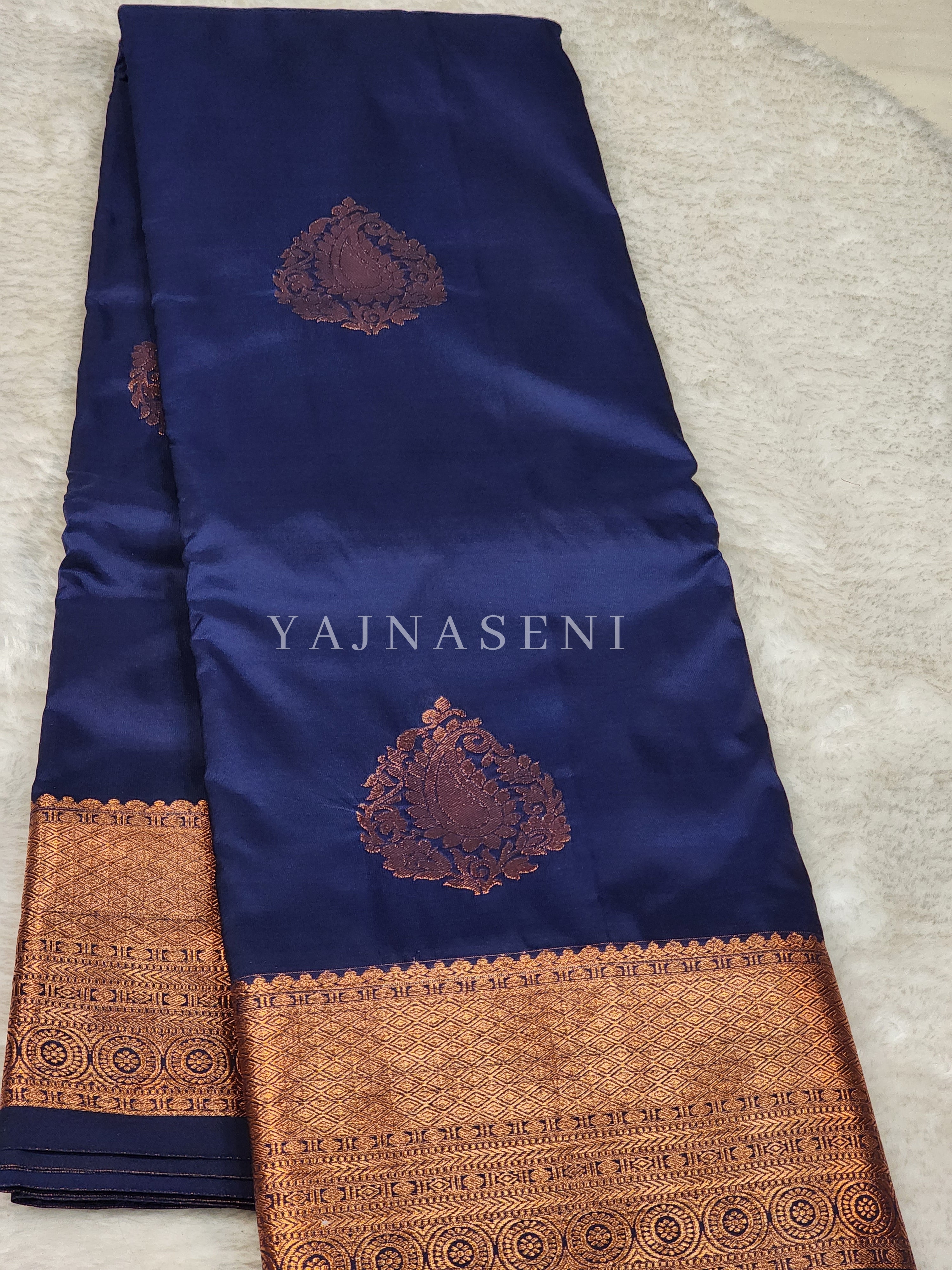 Semi Silk Kanchipuram Saree - Sapphire