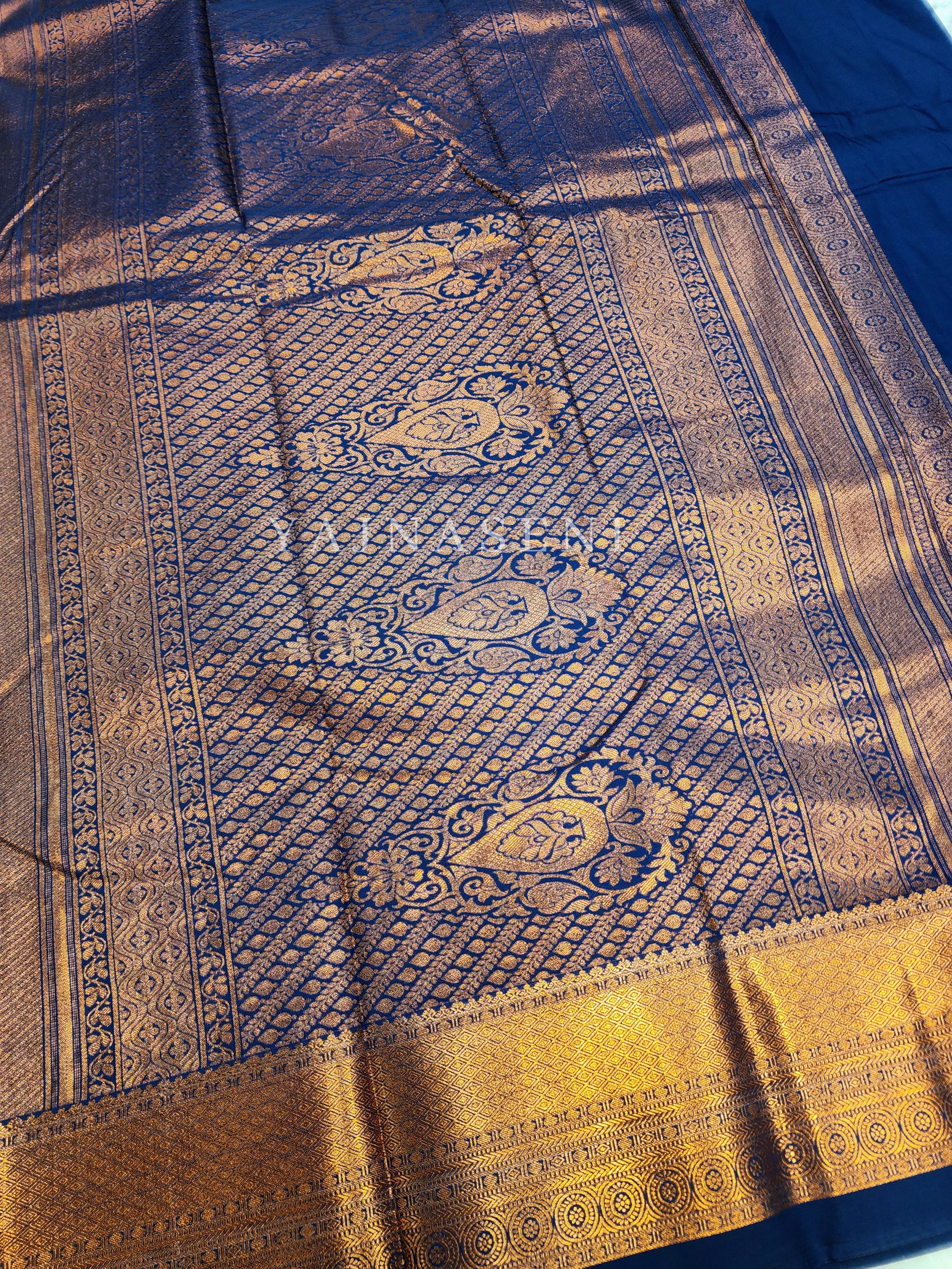 Semi Silk Kanchipuram Saree - Sapphire