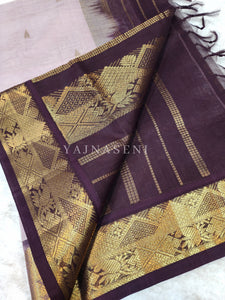 Kanchipuram Silk Cotton Saree : Old Rose