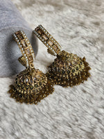 Load image into Gallery viewer, C-hoop ring jhumkas - Olive
