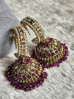 Load image into Gallery viewer, C-hoop ring jhumkas - Purple
