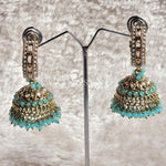 Load image into Gallery viewer, C-hoop ring jhumkas - Light Blue
