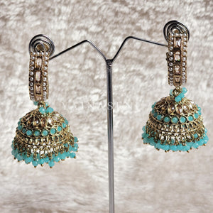 C-hoop ring jhumkas - Light Blue