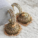 Load image into Gallery viewer, C-hoop ring jhumkas - Peach
