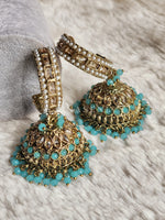 Load image into Gallery viewer, C-hoop ring jhumkas - Light Blue
