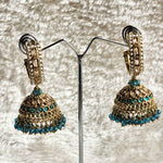 Load image into Gallery viewer, C-hoop ring jhumkas - Teal Blue
