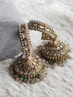 Load image into Gallery viewer, C-hoop ring jhumkas - Pink x Mint

