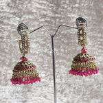 Load image into Gallery viewer, C-hoop ring jhumkas - Hot Pink
