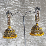 Load image into Gallery viewer, C-hoop ring jhumkas - Yellow
