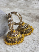 Load image into Gallery viewer, C-hoop ring jhumkas - Yellow
