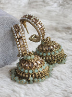 Load image into Gallery viewer, C-hoop ring jhumkas - Mint

