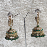 Load image into Gallery viewer, C-hoop ring jhumkas - Dark Green
